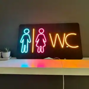 önden görünüm bayan erkek figürlü neon led wc tabelası