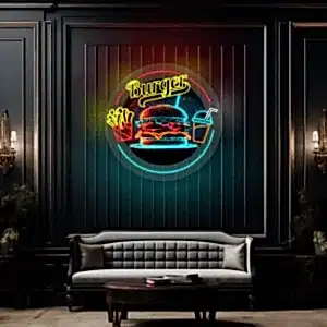 burger cips kola neon led tabela restoran dekorasyonu