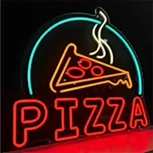 pizza dilimi ikonlu kırmızı yazılı neon led pizza tabelası
