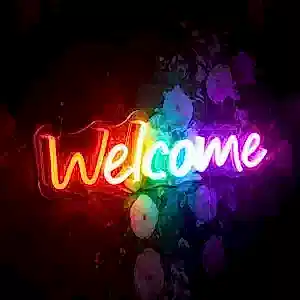 welcome yazılı neon led tabela renkli