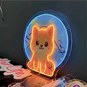 sanatsal neon led tabela kedi figürü yan açıdan
