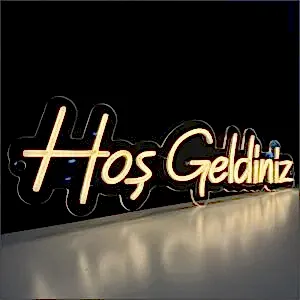 neon led hoş geldiniz yazısı pleksi tabela